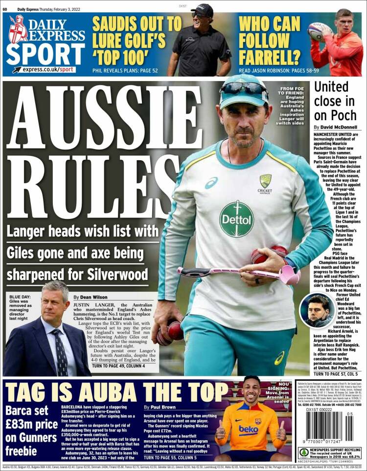 Portada de Express Sport (Reino Unido)