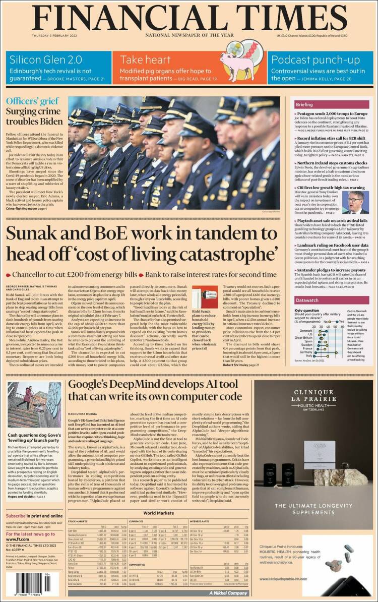 Portada de Financial Times (Reino Unido)