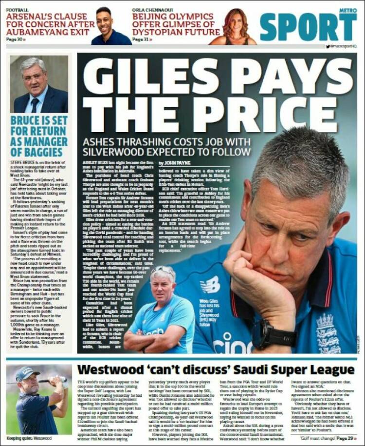 Portada de Metro Sport (Reino Unido)