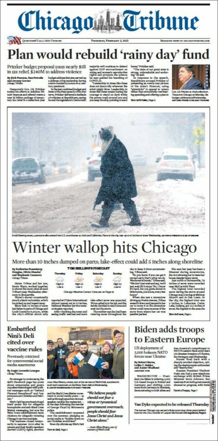 Portada de Chicago Tribune (USA)