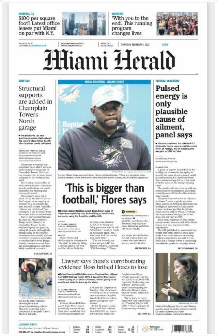 Portada de Miami Herald (USA)