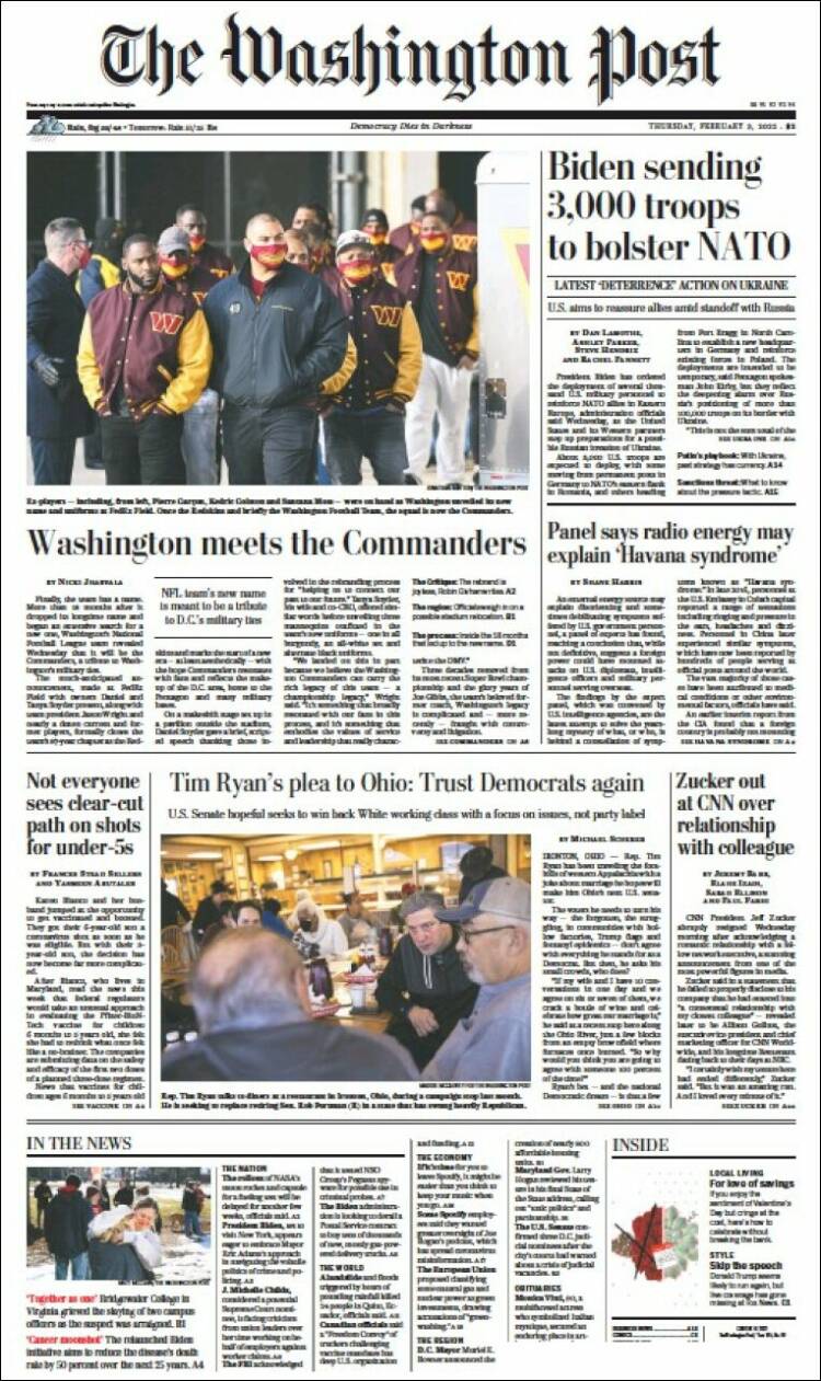 Portada de The Washington Post (USA)