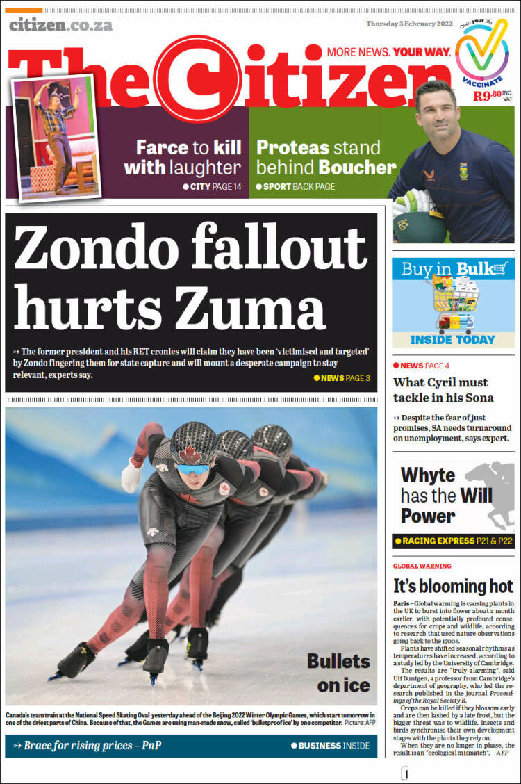 Portada de The Citizen (Sud&aacute;frica)