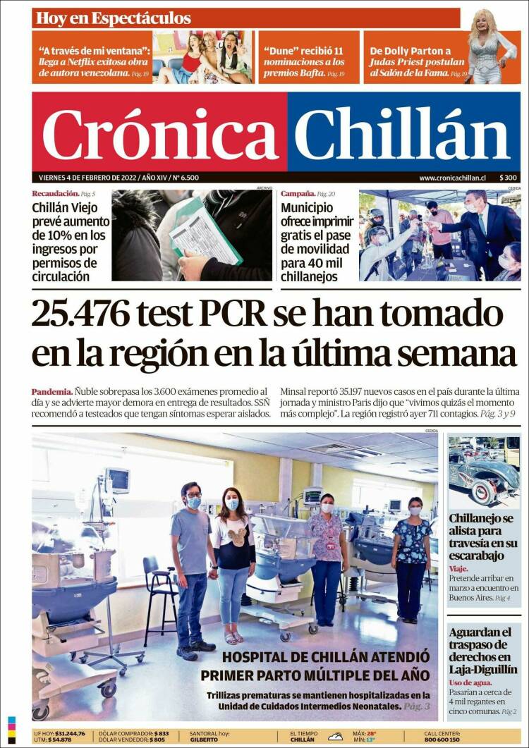 Portada de Crónica Chillán (Chile)