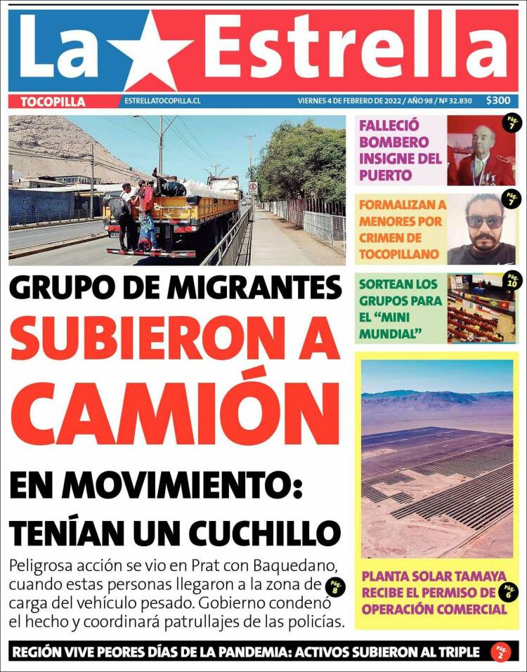 Portada de La Estrella de Tocopilla (Chile)