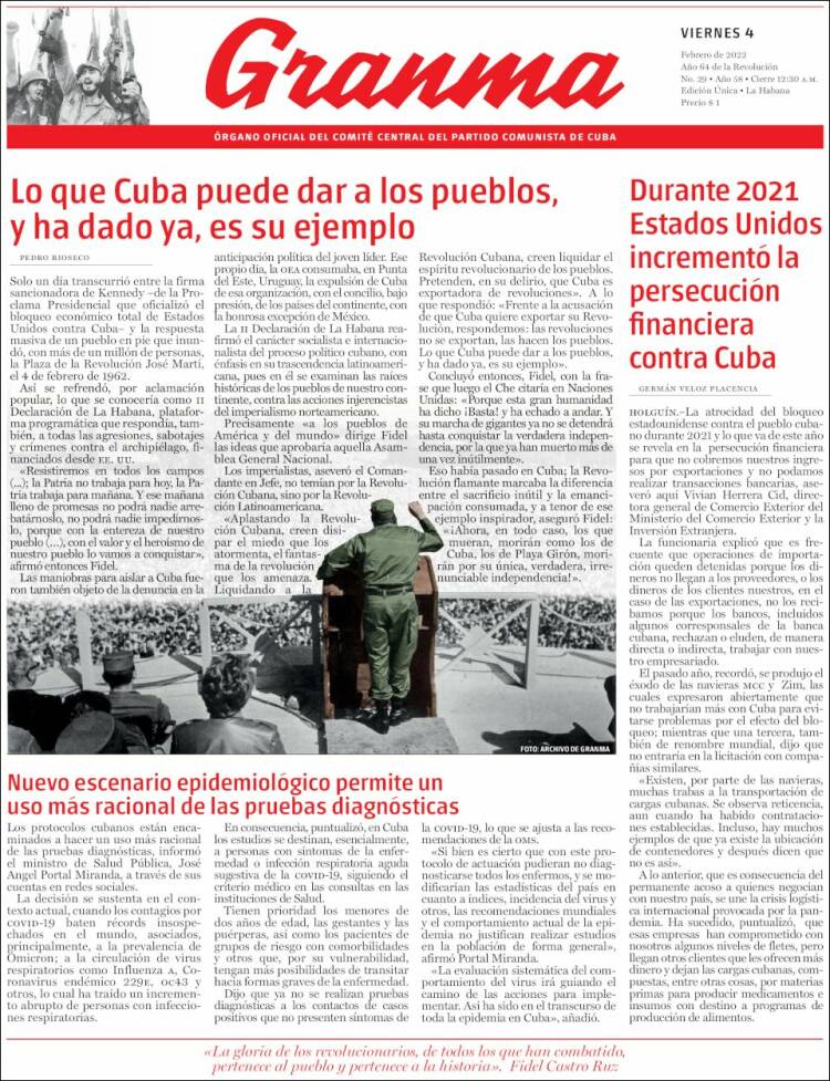 Portada de Granma (Cuba)