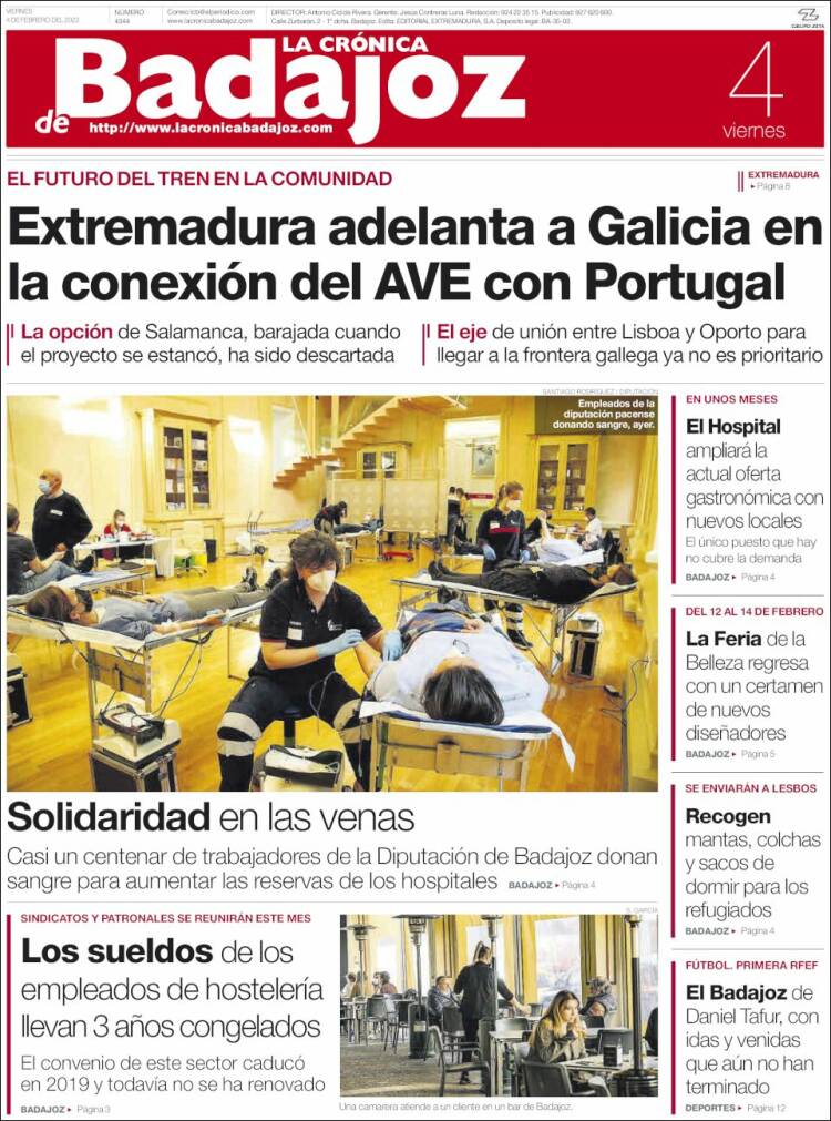Portada de La Crónica de Badajoz (Espagne)