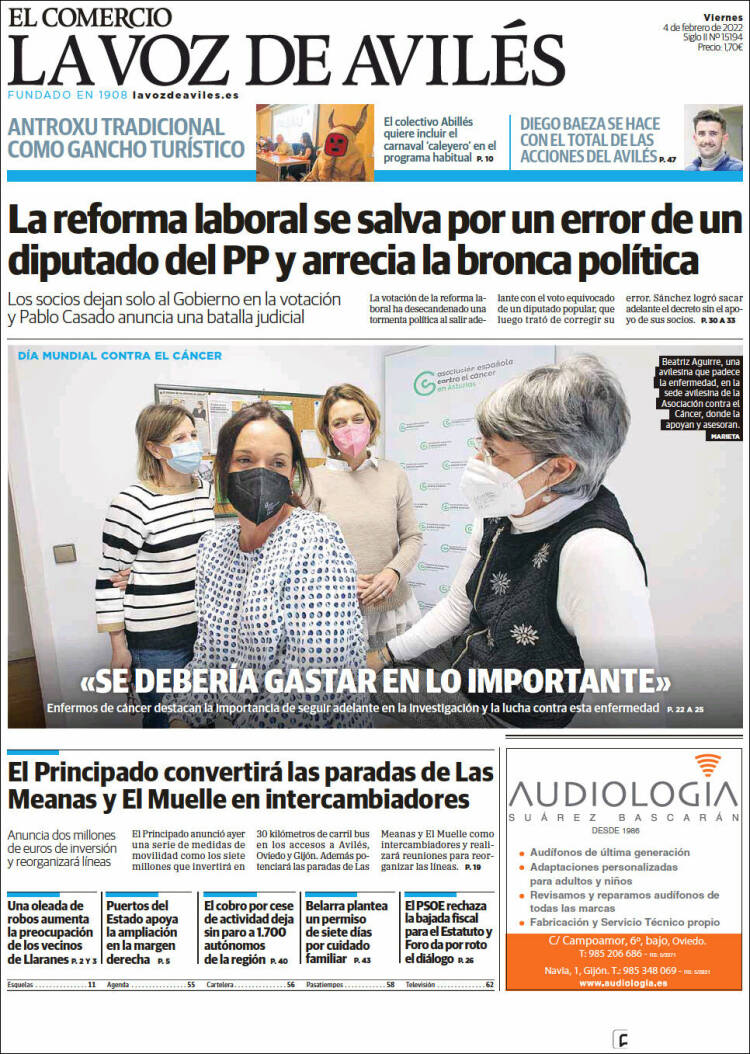 Portada de El Comercio - Avilés (Espagne)