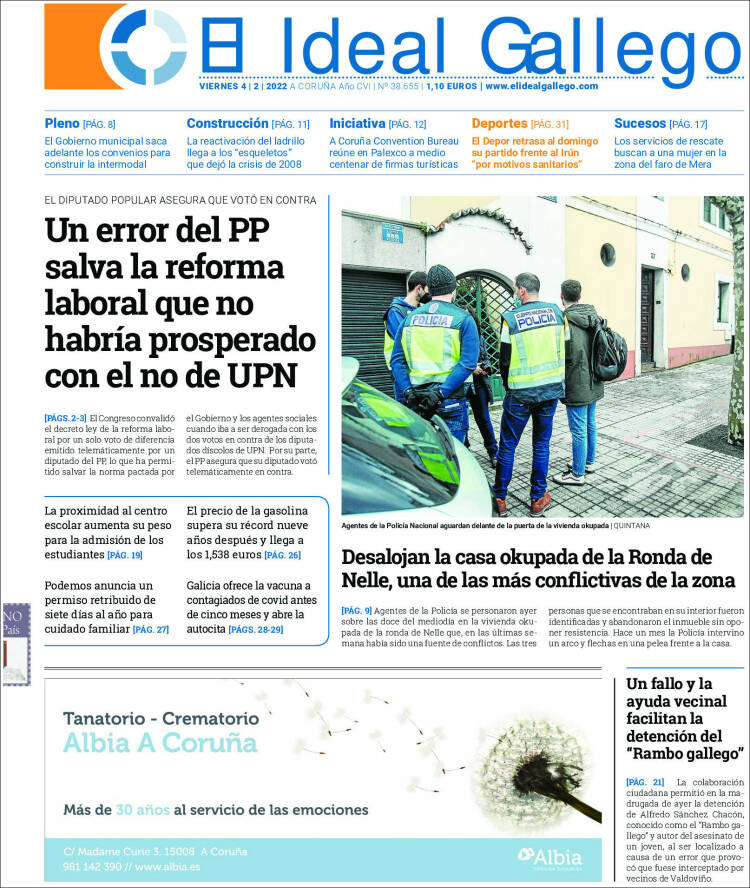 Portada de El Ideal Gallego (Espagne)