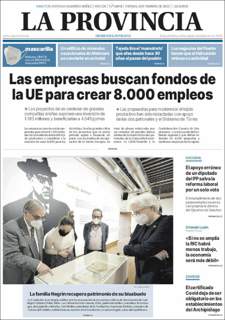 Portada de La Provincia (Espagne)