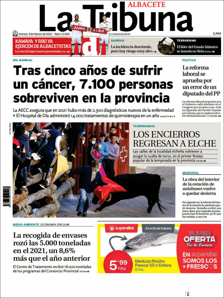 Portada de La Tribuna de Albacete (Espagne)