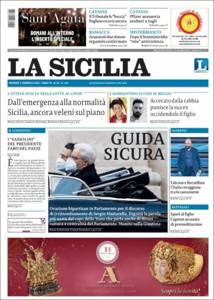 Portada de La Sicilia (Italia)