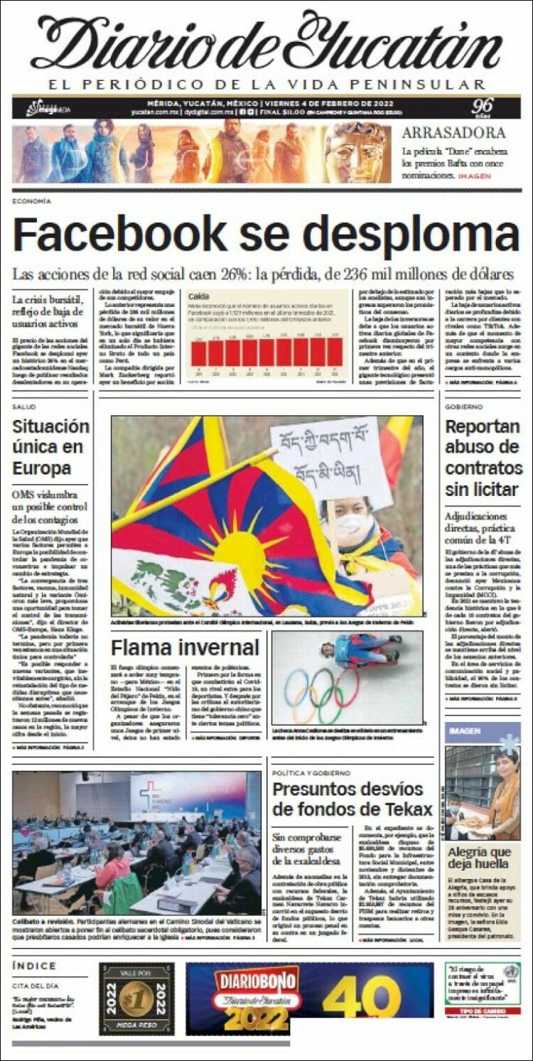 Portada de Diario de Yucatán (M&eacute;xico)