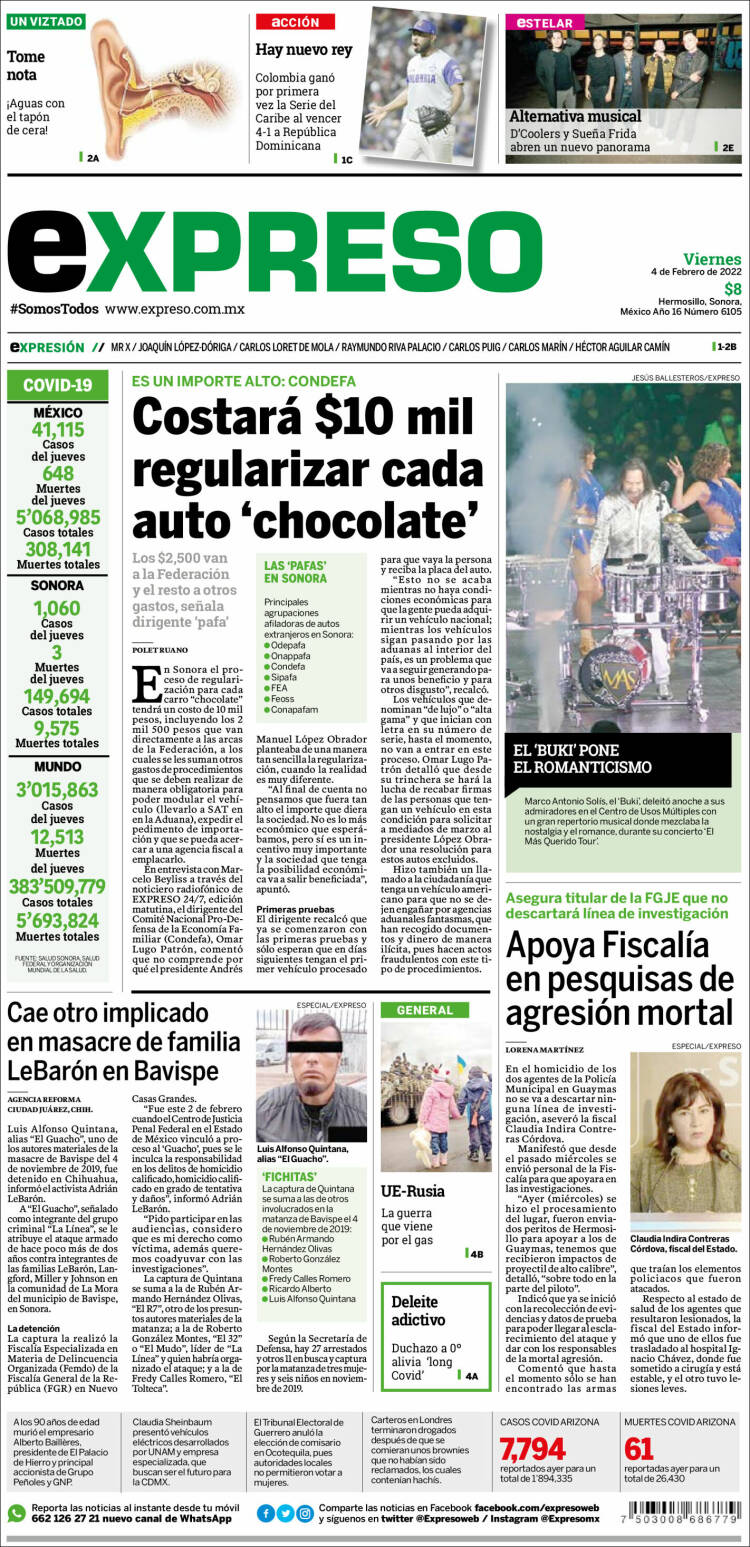Portada de Expreso (M&eacute;xico)