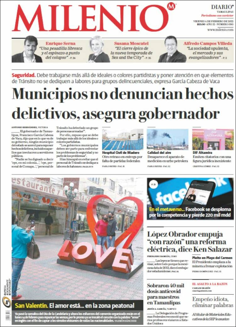 Portada de Milenio - Tamaulipas (M&eacute;xico)