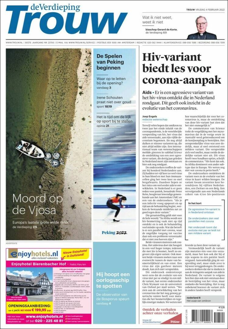Portada de Trouw (Pa&iacute;ses Bajos)
