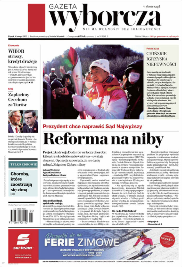 Portada de Gazeta Wyborcza (Polonia)