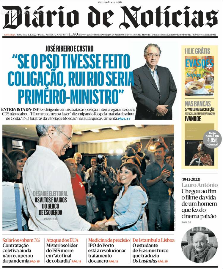 Portada de Diário de Noticias (Portugal)