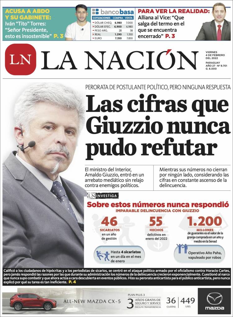 Portada de La Nación (Paraguay)