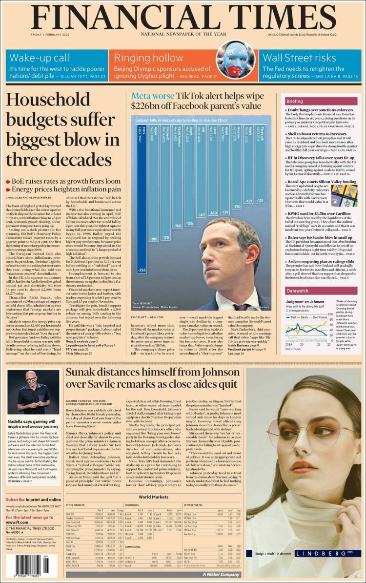 Portada de Financial Times (Reino Unido)