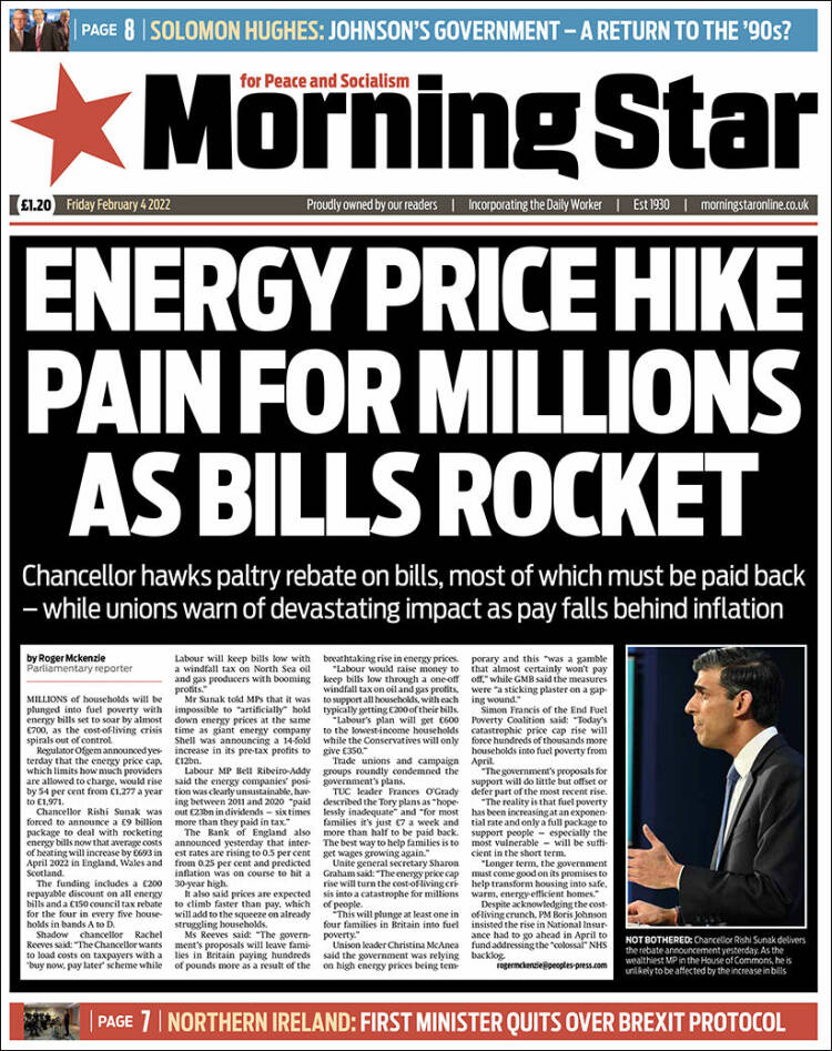 Portada de Morning Star (Reino Unido)