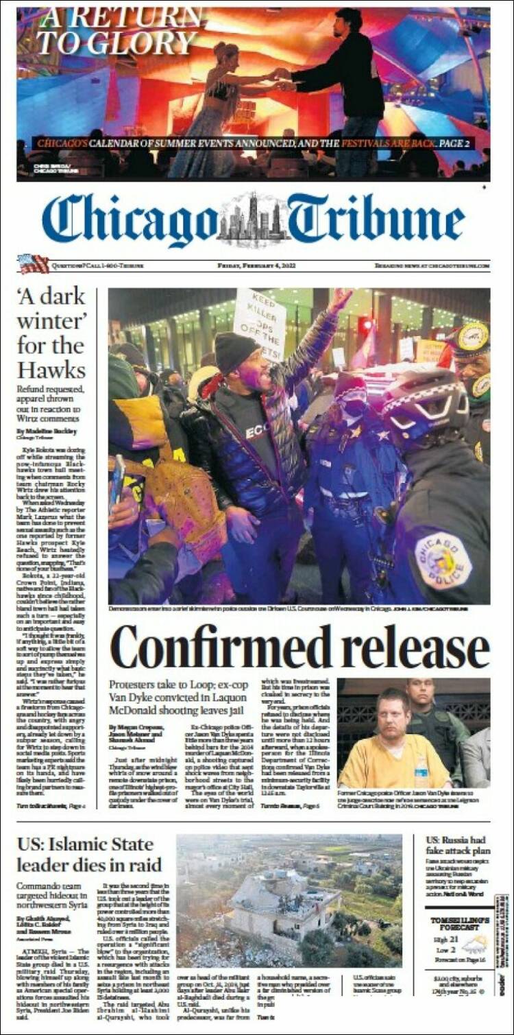 Portada de Chicago Tribune (USA)