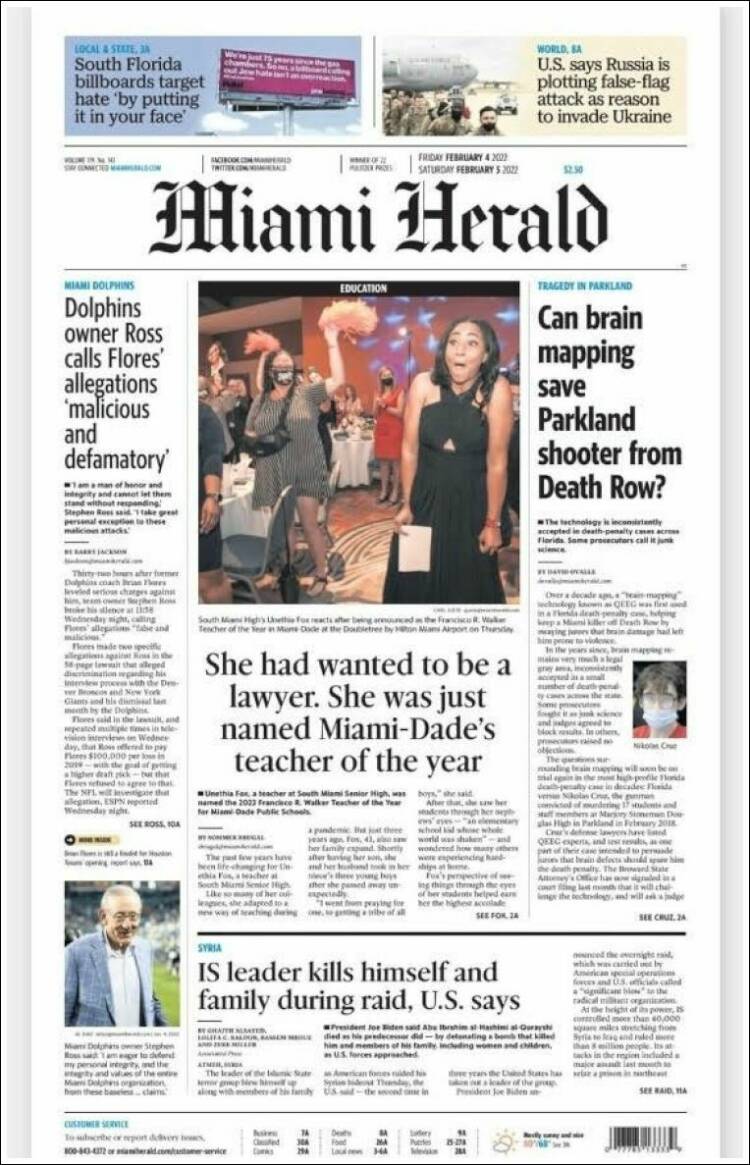 Portada de Miami Herald (USA)