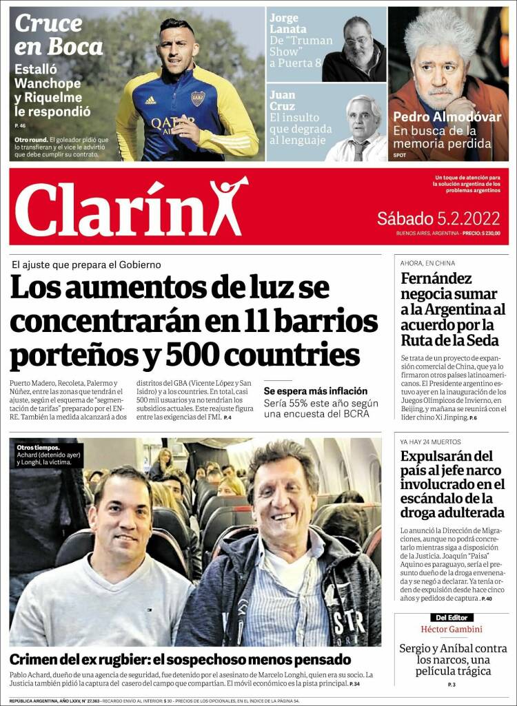 Portada de Clarín (Argentina)
