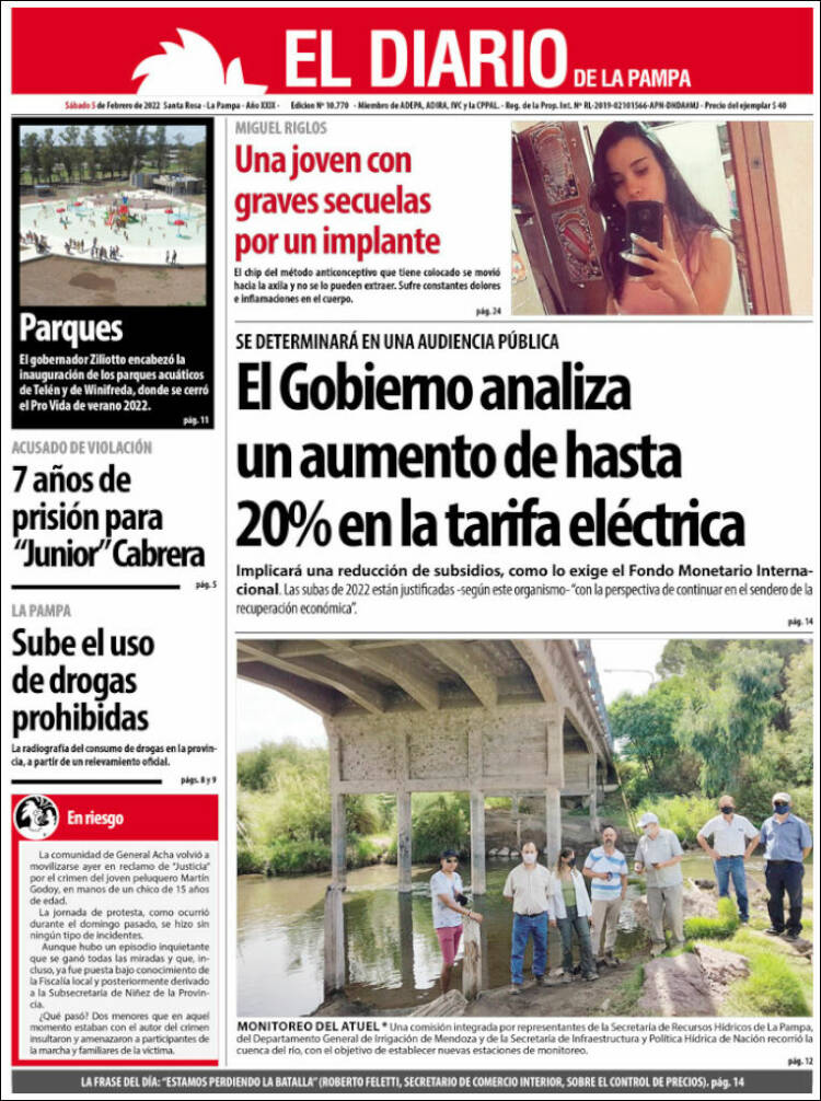 Portada de Diario de La Pampa (Argentina)
