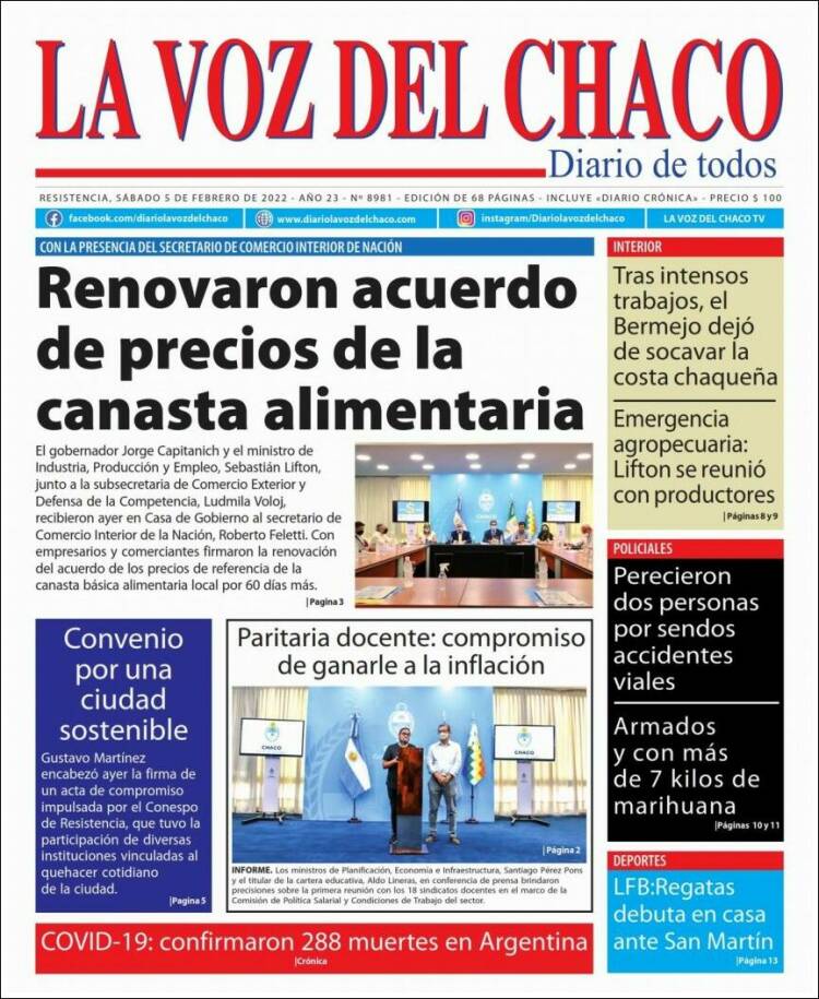 Portada de La Voz del Chaco (Argentina)