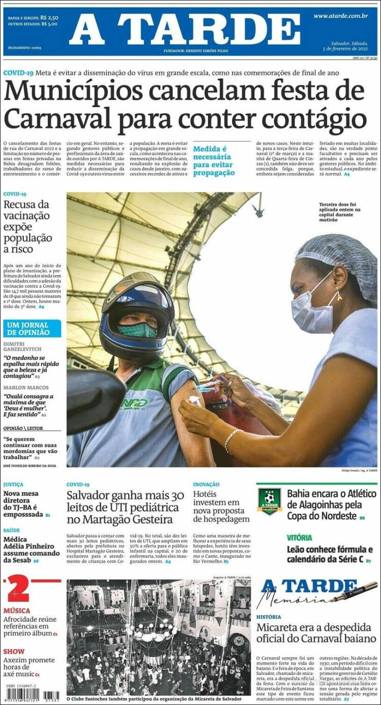 Portada de Diário A Tarde (Brasil)