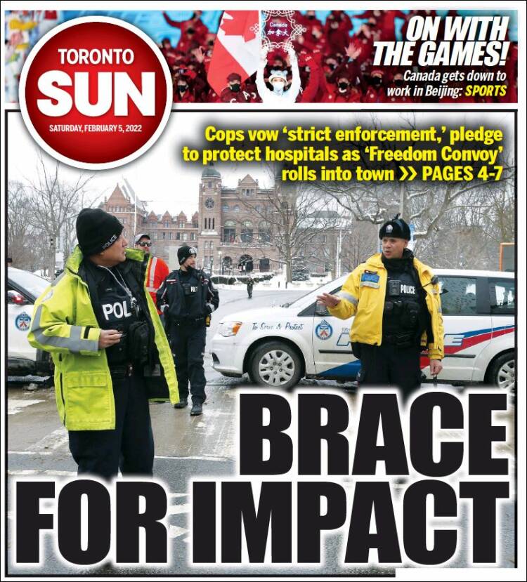 Portada de The Toronto Sun (Canadá)