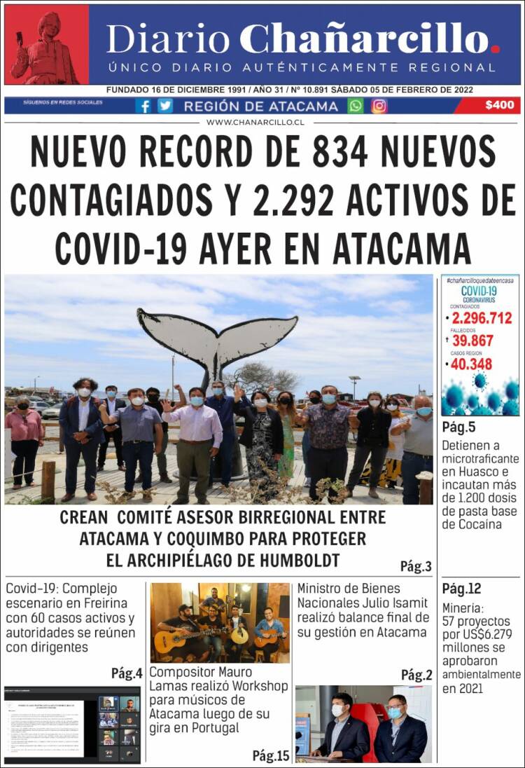 Portada de Diario Chañarcillo (Chile)