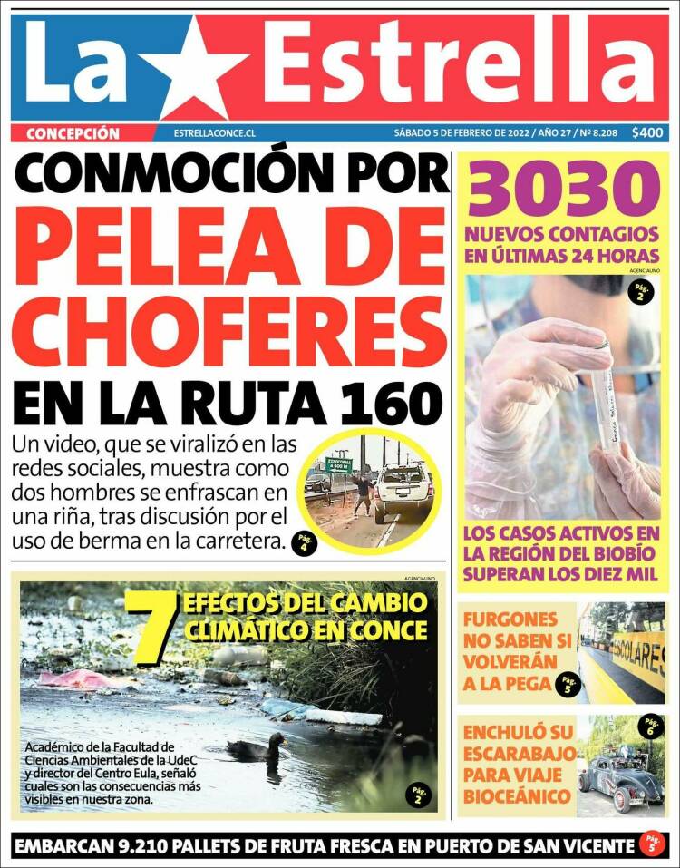 Portada de La Estrella de Concepción (Chile)