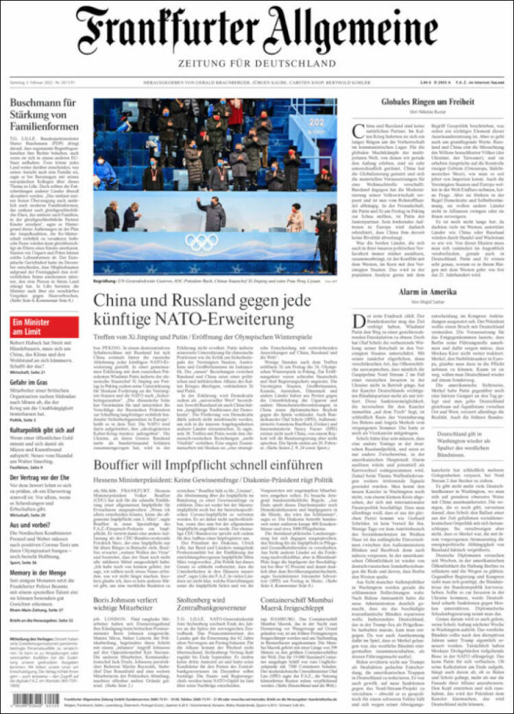 Portada de Frankfurter Allgemeine (Alemania)