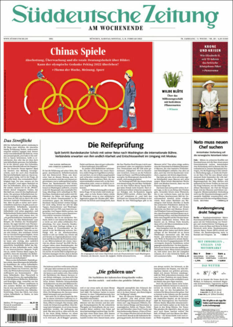 Portada de Sueddeutsche (Alemania)