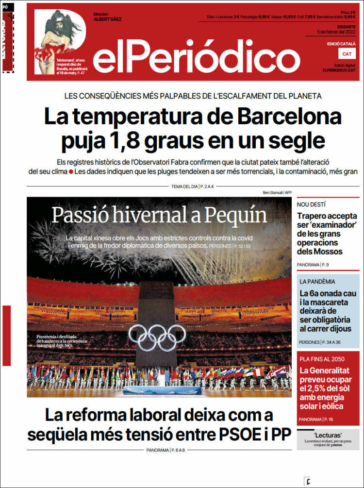 Portada de El Periódico de Catalunya (Espa&ntilde;a)