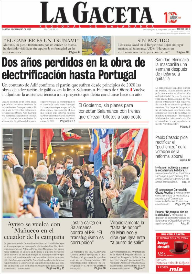 Portada de La Gaceta de Salamanca (Espa&ntilde;a)