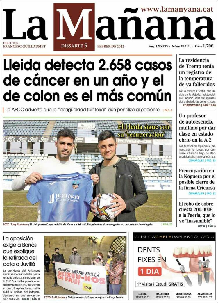 Portada de La Mañana - Diari de Ponent (Espa&ntilde;a)