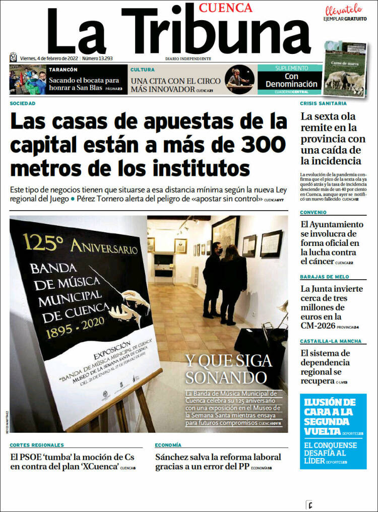 Portada de La Tribuna de Cuenca (Espa&ntilde;a)