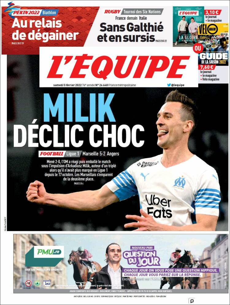 Portada de L'Equipe (Francia)