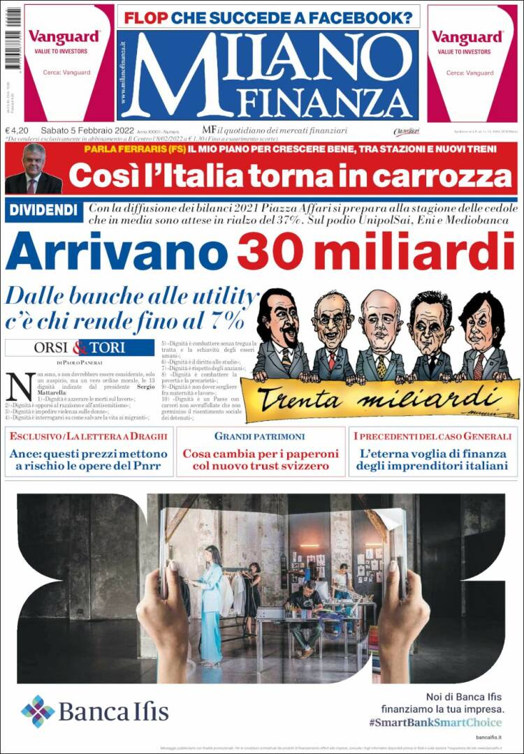 Portada de Milano Finanza (Italia)