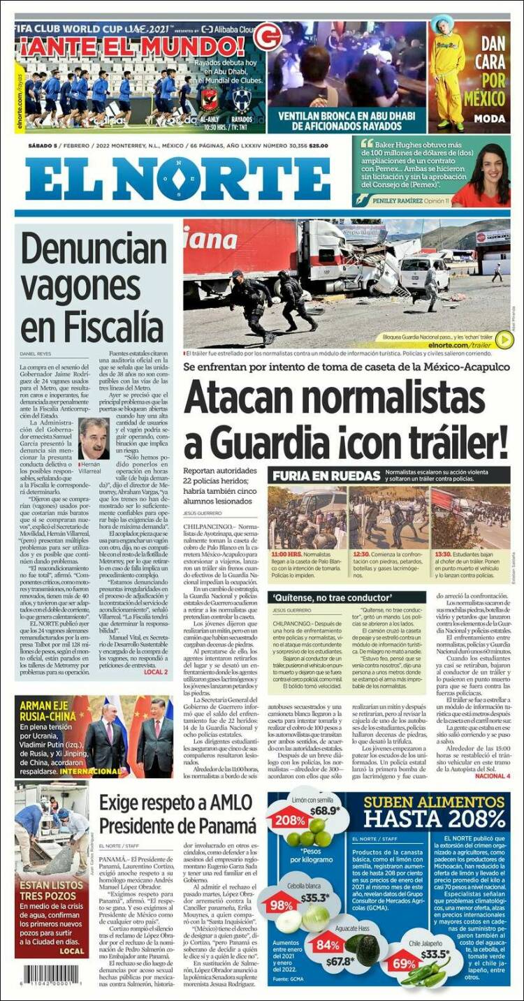 Portada de El Norte (M&eacute;xico)