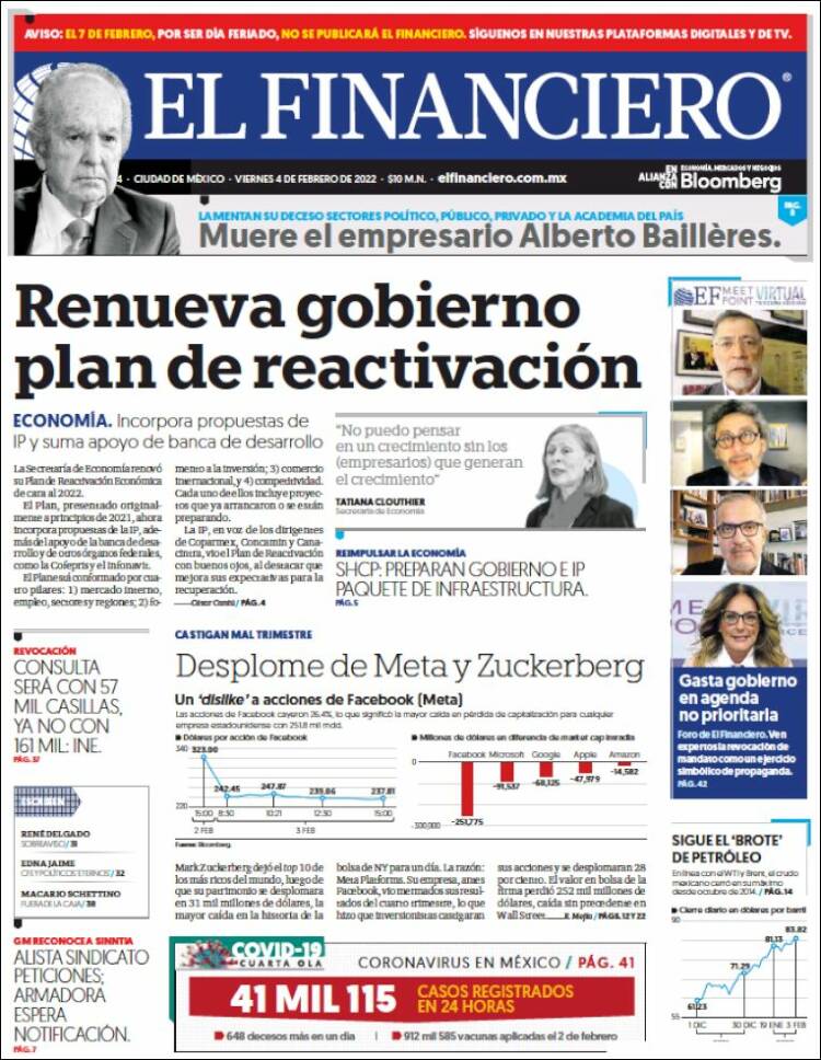 Portada de El Financiero (M&eacute;xico)