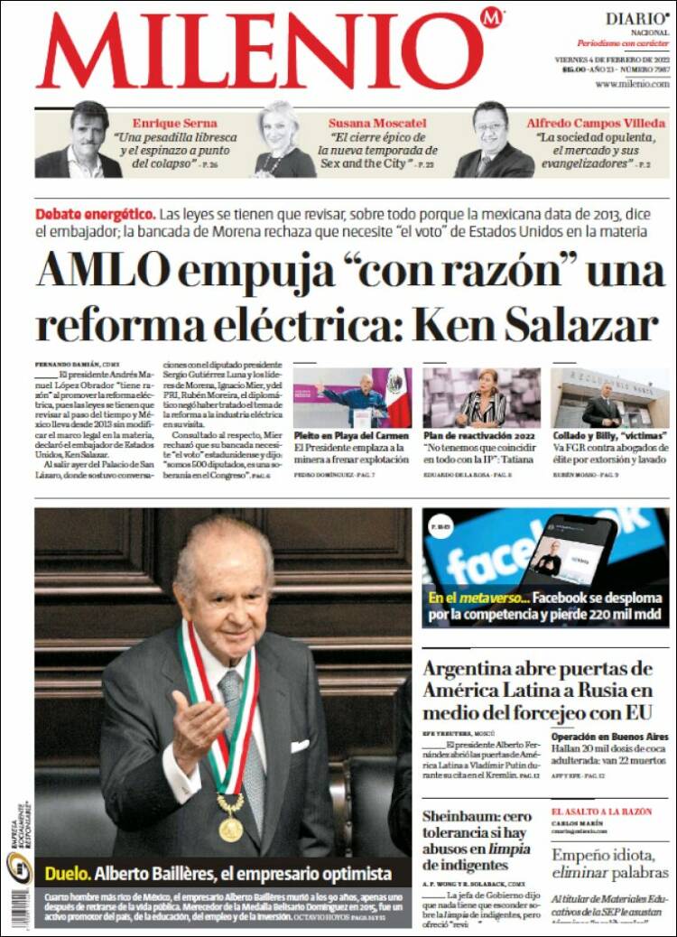 Portada de Milenio (M&eacute;xico)