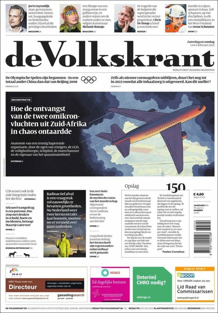 Portada de De Volkskrant (Pa&iacute;ses Bajos)