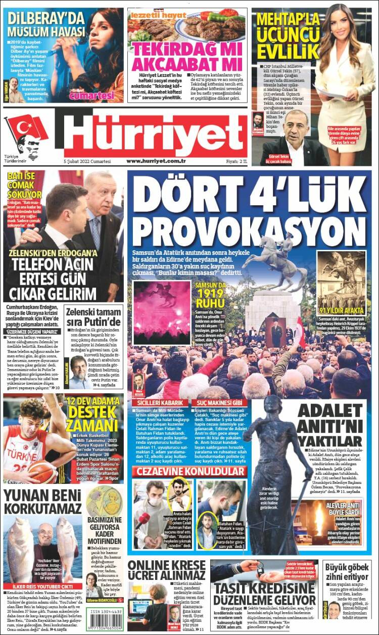 Portada de Hürriyet (Turqu&iacute;a)