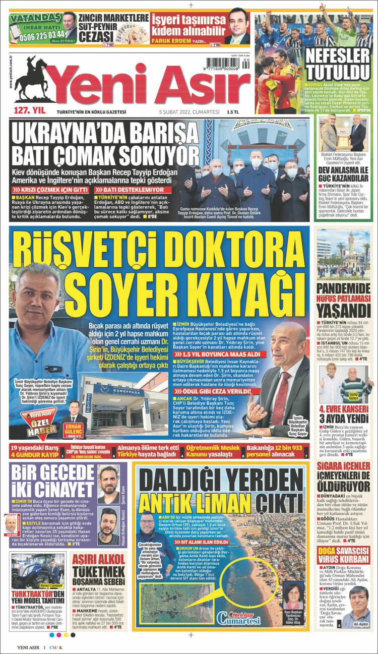 Portada de Yeni Asır (Turqu&iacute;a)