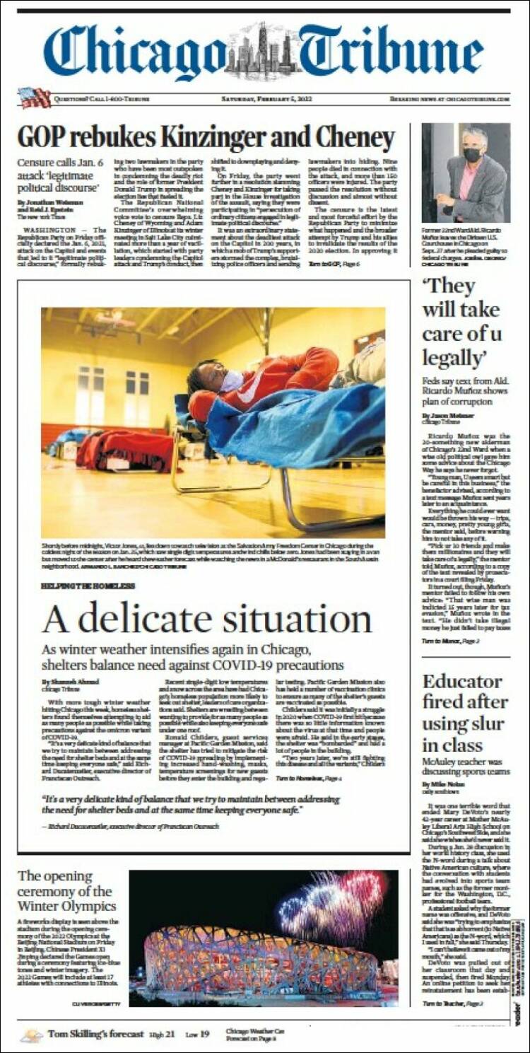 Portada de Chicago Tribune (USA)