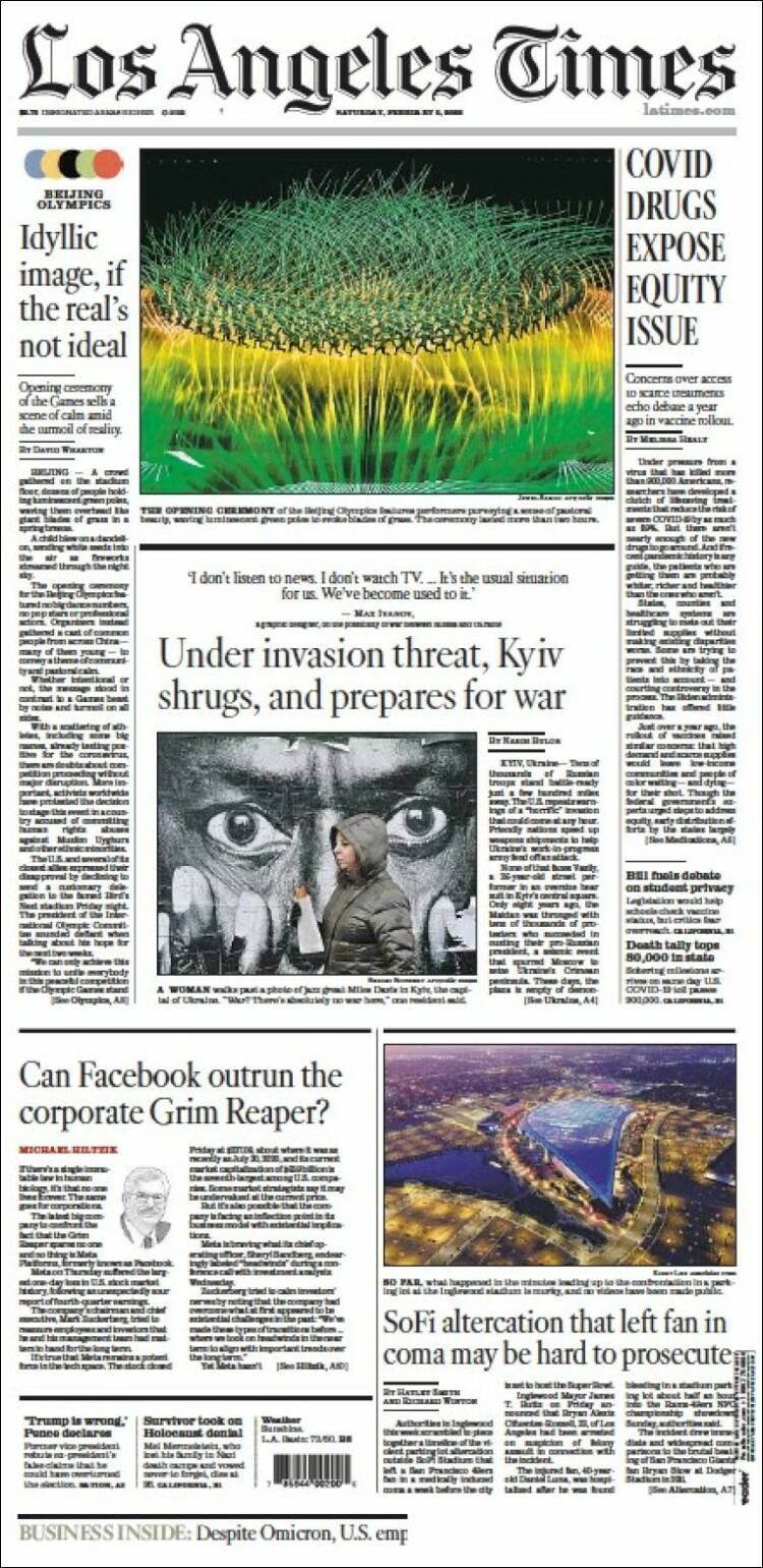 Portada de Los Angeles Times (USA)